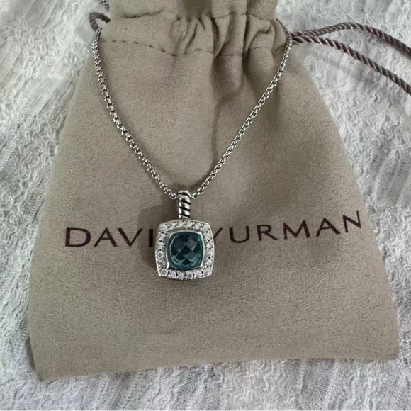 Pavé Bezel Pendant Necklace Sterling Silver with Hampton...